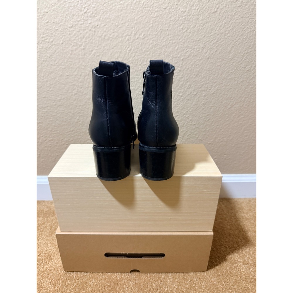 Blondo Waterproof Sz 8 Black Leather Ankle Boots Block Heel Pointed Toe Booties - Picture 5 of 10